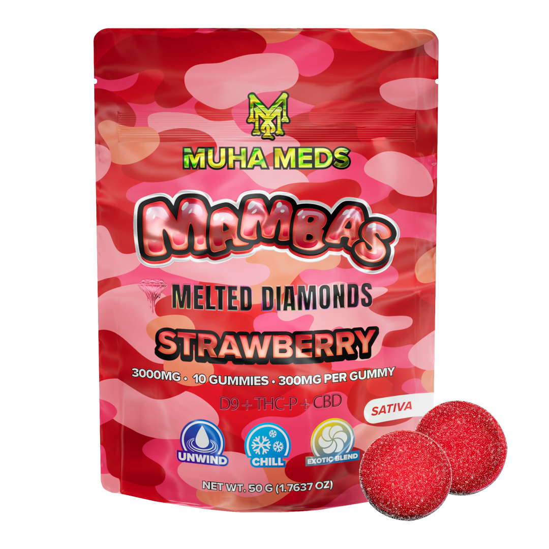 6585224357e9c32531a36b46_6571247684ba3bc65d581a15_MD-GUMMIE-STRAWBERRY.png Muha Meds Strawberry Gummies | 3000 MG – Sativa - Image 1