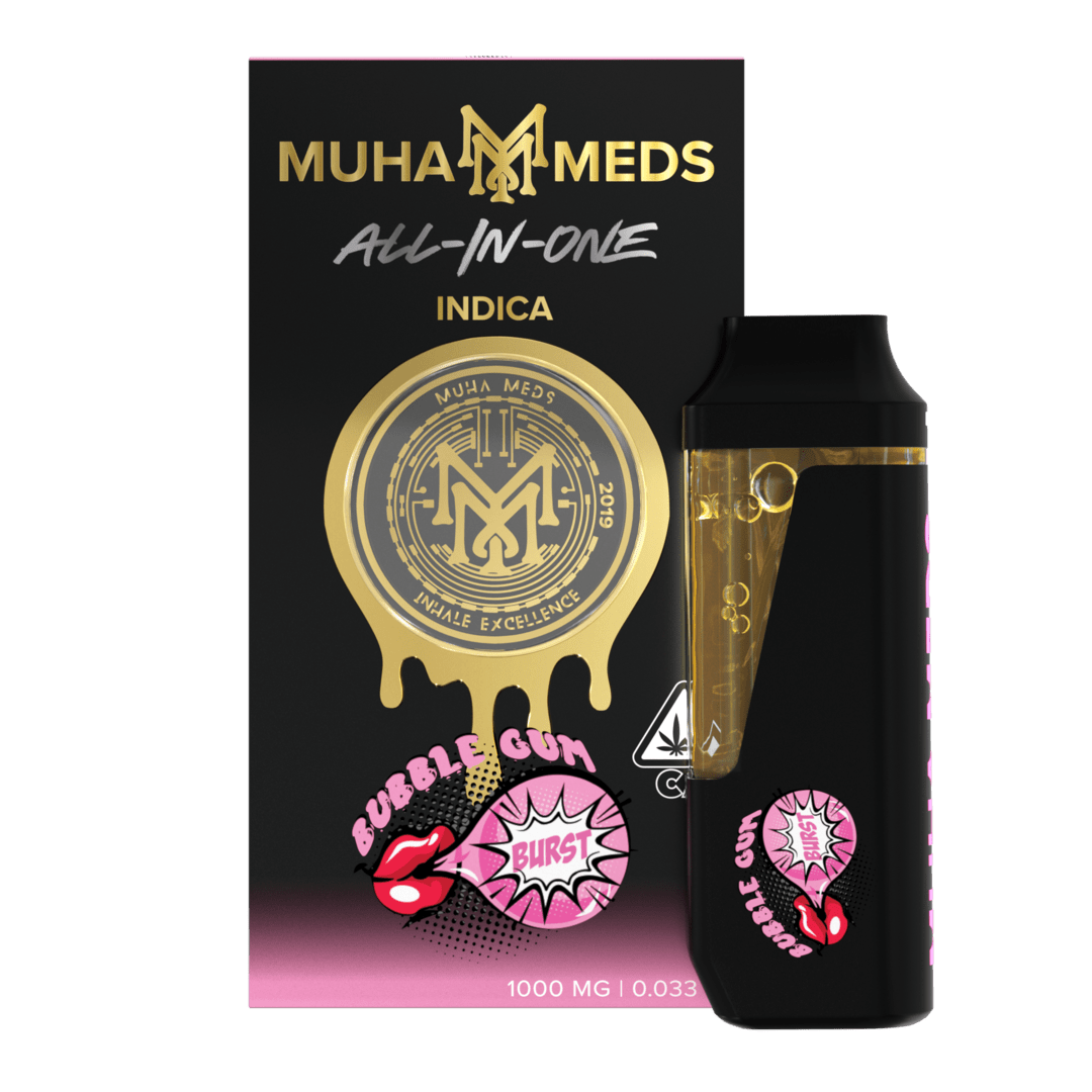 66a155f6083aa5461dd4f818_CA_Dispo_Distillate_BubbleGum_Front_V1.png Bubble Gum Muha Meds Disposable | Indica - Image 1