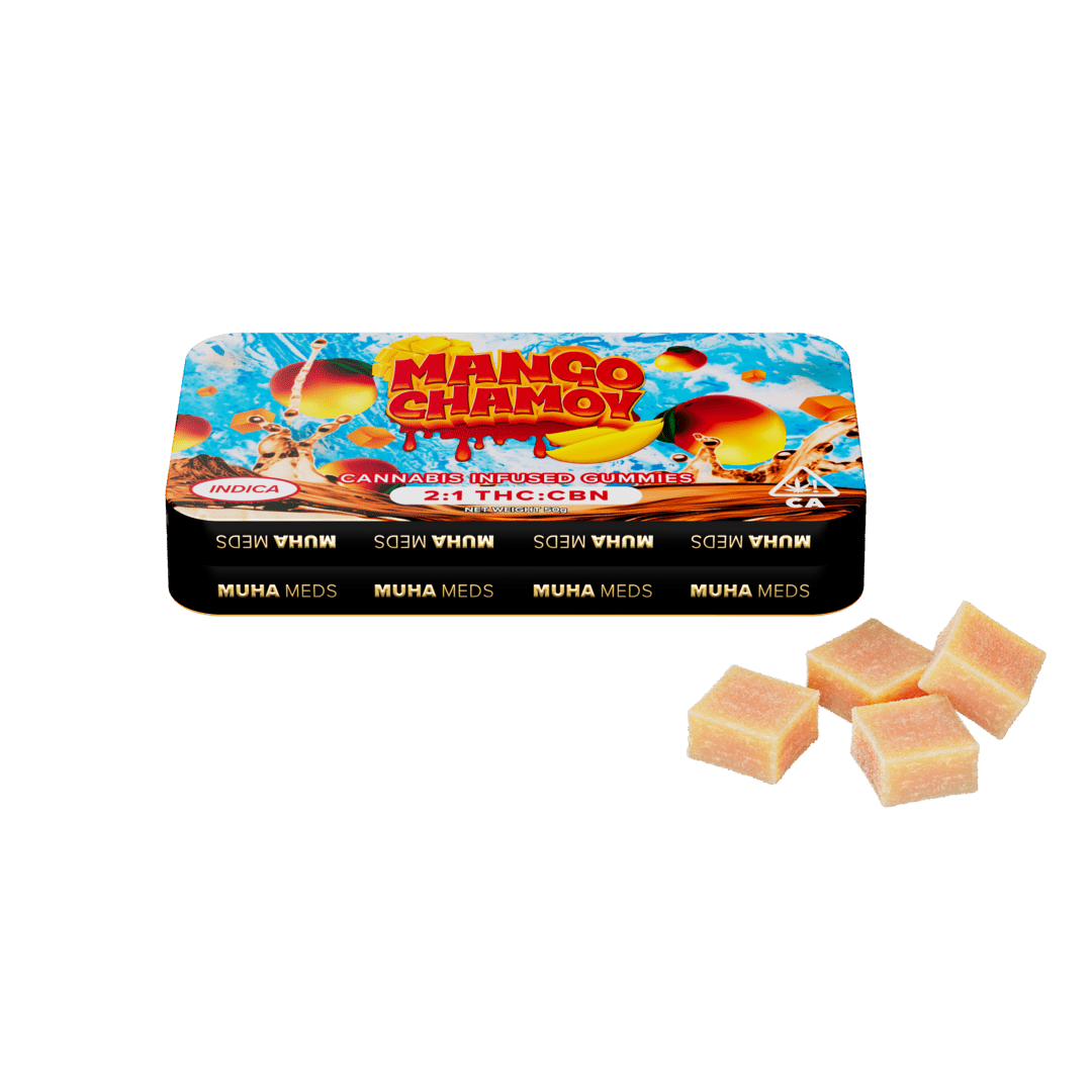 66c7b0e9d794b2d4f4edb303_CBG_CGN_CanEdibles_MangoChamoy_Front_i1.png Muha Meds Mango Chamoy Gummies | Indica - Image 1