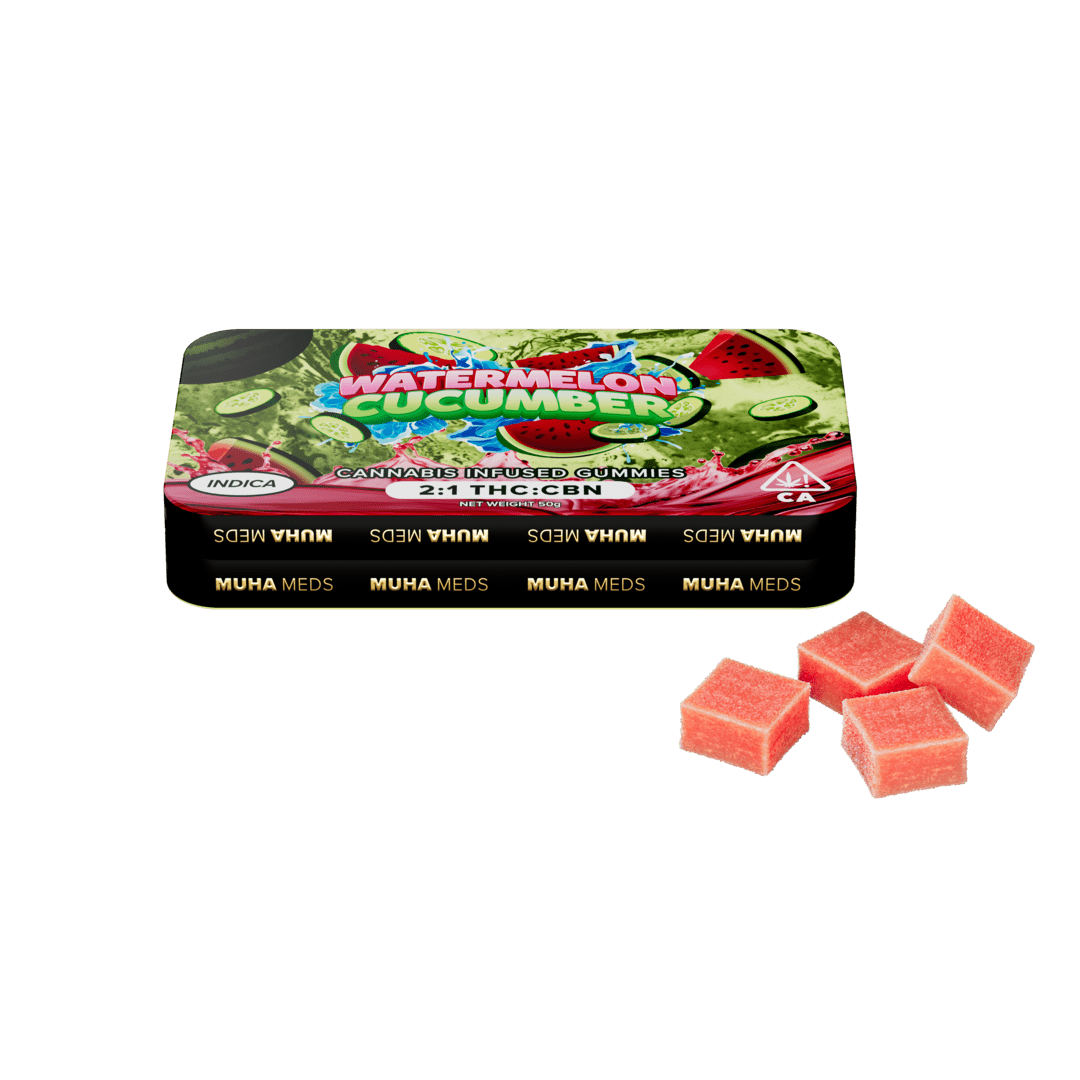 66c7b11821d9d3ab99031e0f_CBG_CGN_CanEdibles_WatermelonCucumber_Front_i1.png Muha Meds Watermelon Cucumber Gummies | Indica - Image 1