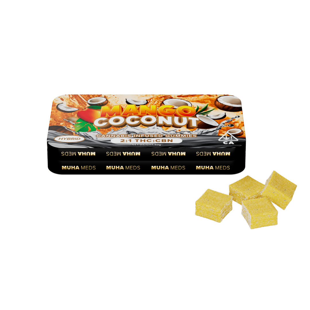 66c7b12ee681efc2060ede0a_CBG_CGN_CanEdibles_MangoCoconut_Front_i1.png Muha Meds Mango Coconut Gummies | Hybrid - Image 1