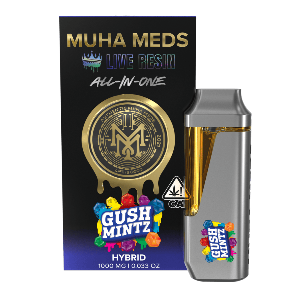 66f1d17aa7d682be26fd6aa7_CA_Dispo_AllinOne_LiveResin_GushMintz_V1.png Gush Mints Muha Meds Disposable Live Resin | Hybrid - Image 1